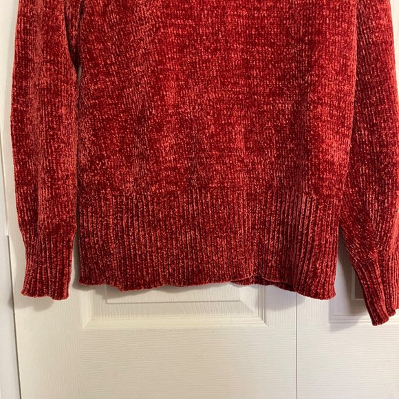 LOFT Women's Rust Red Chanelle Ribbed Cowlneck Super Soft Sweater Medium - Picture 4 of 6